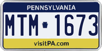 PA license plate MTM1673