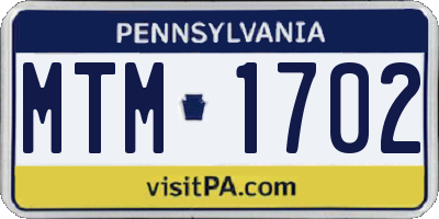 PA license plate MTM1702