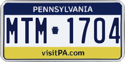 PA license plate MTM1704