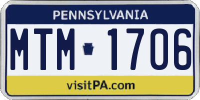 PA license plate MTM1706