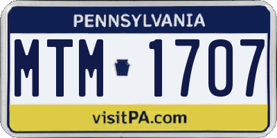 PA license plate MTM1707