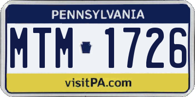 PA license plate MTM1726