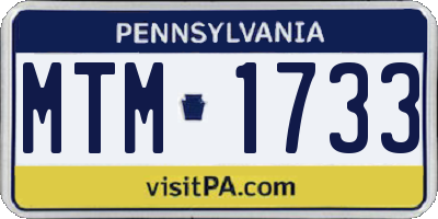 PA license plate MTM1733
