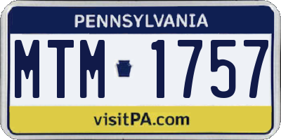 PA license plate MTM1757