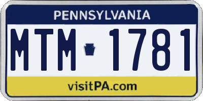 PA license plate MTM1781