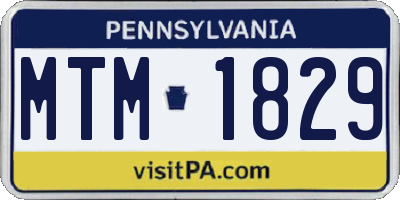 PA license plate MTM1829