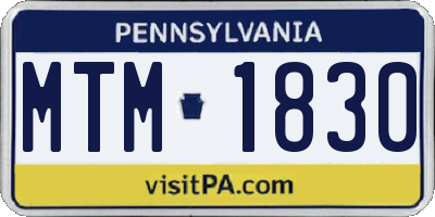 PA license plate MTM1830