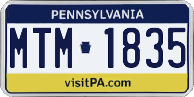 PA license plate MTM1835