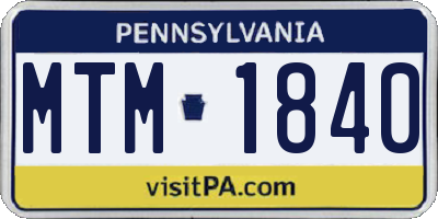 PA license plate MTM1840