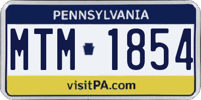 PA license plate MTM1854