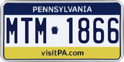 PA license plate MTM1866