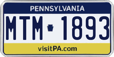 PA license plate MTM1893