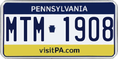 PA license plate MTM1908