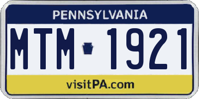 PA license plate MTM1921
