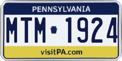 PA license plate MTM1924