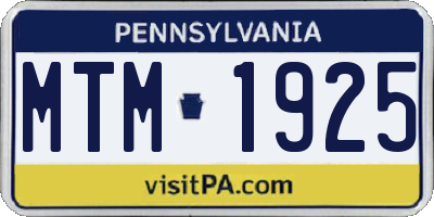 PA license plate MTM1925