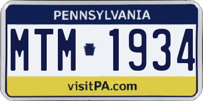 PA license plate MTM1934