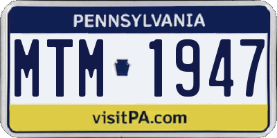 PA license plate MTM1947
