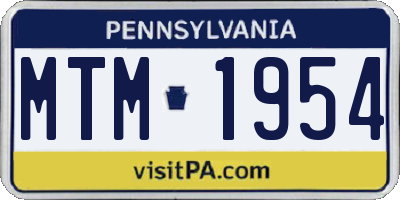 PA license plate MTM1954