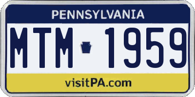 PA license plate MTM1959