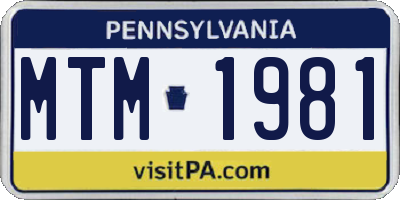 PA license plate MTM1981