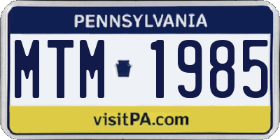 PA license plate MTM1985
