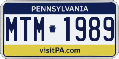 PA license plate MTM1989