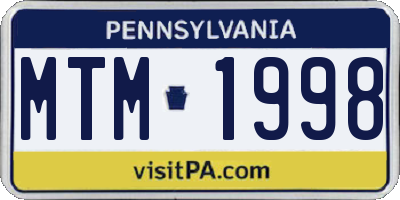 PA license plate MTM1998