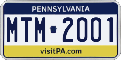 PA license plate MTM2001