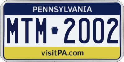 PA license plate MTM2002