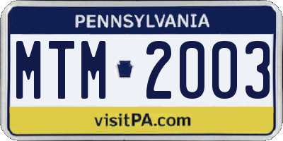 PA license plate MTM2003
