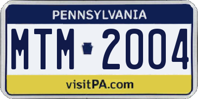 PA license plate MTM2004