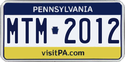 PA license plate MTM2012
