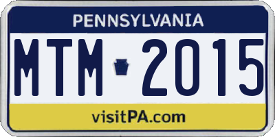 PA license plate MTM2015