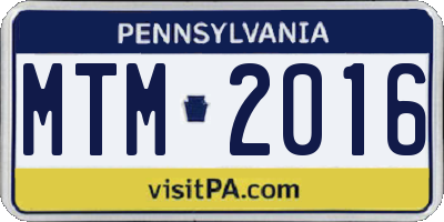 PA license plate MTM2016