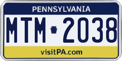 PA license plate MTM2038