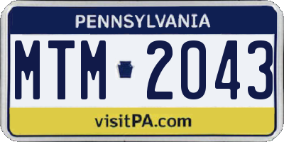 PA license plate MTM2043