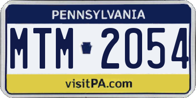 PA license plate MTM2054