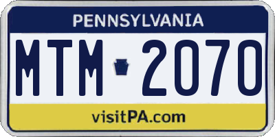 PA license plate MTM2070