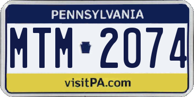 PA license plate MTM2074