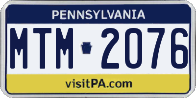 PA license plate MTM2076