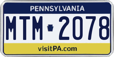 PA license plate MTM2078
