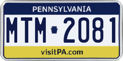 PA license plate MTM2081
