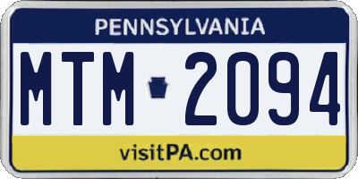 PA license plate MTM2094