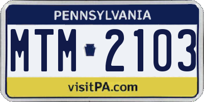 PA license plate MTM2103