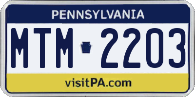 PA license plate MTM2203