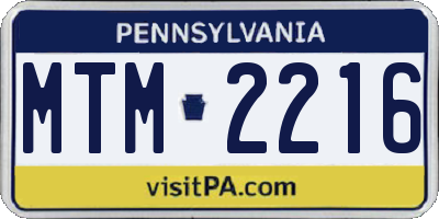 PA license plate MTM2216