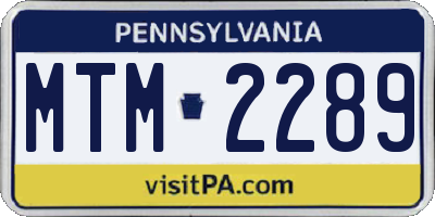 PA license plate MTM2289