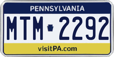 PA license plate MTM2292