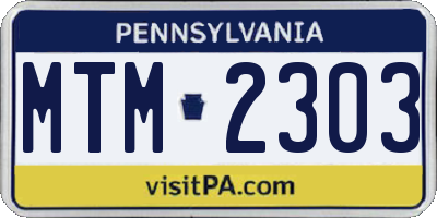 PA license plate MTM2303
